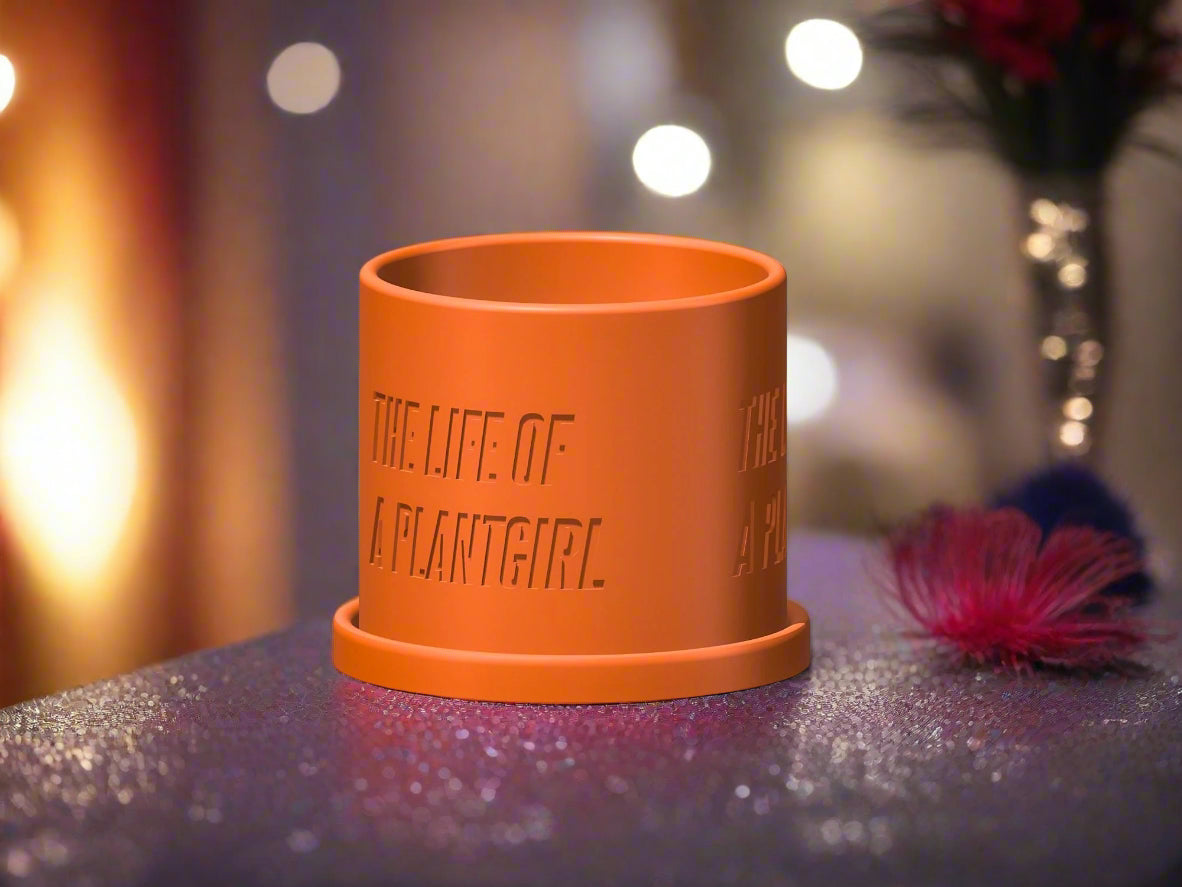 Life of a Showgirl Planter with Drainage and Saucer in Shiny Orange, Plant and Garden lover Gift, Swift Gift Ideas, Indoor and Outdoor