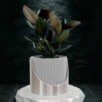 4 Inch Self Watering 3D Printed Planter, Large Indoor Outdoor Plant Pot with Drainage, Terracotta, Green, Beige, Modern Ribbed Design