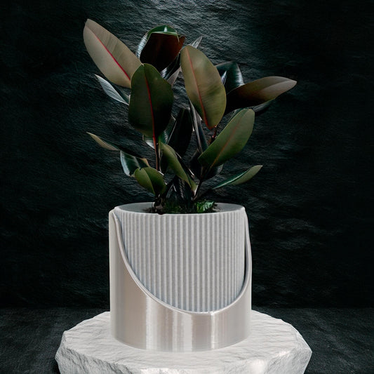 4 Inch Self Watering 3D Printed Planter, Large Indoor Outdoor Plant Pot with Drainage, Terracotta, Green, Beige, Modern Ribbed Design