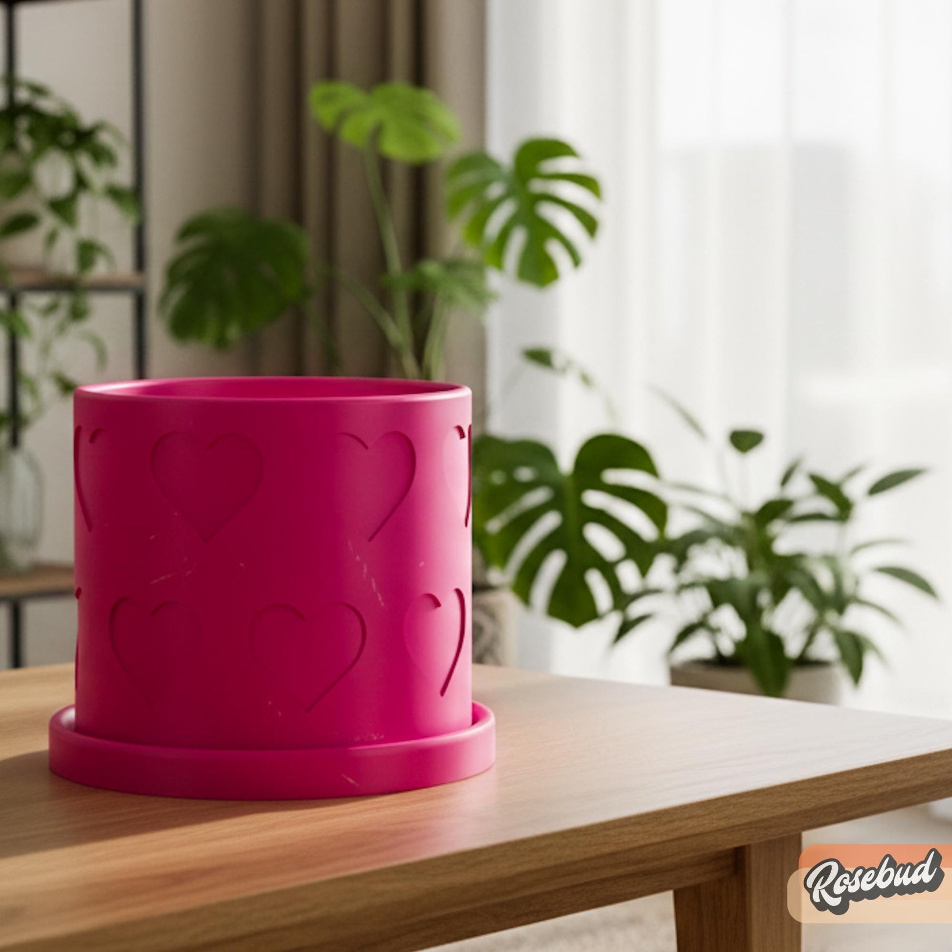 Modern Heart Plant Pot with Drainage & Saucer in Pink or Red – Unique Valentine’s Day Gift for Plant Lovers, 3d Printed Planter Couple Ideas