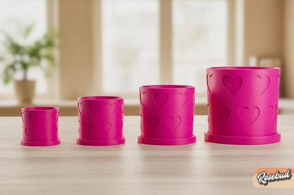 Modern Heart Plant Pot with Drainage & Saucer in Pink or Red – Unique Valentine’s Day Gift for Plant Lovers, 3d Printed Planter Couple Ideas