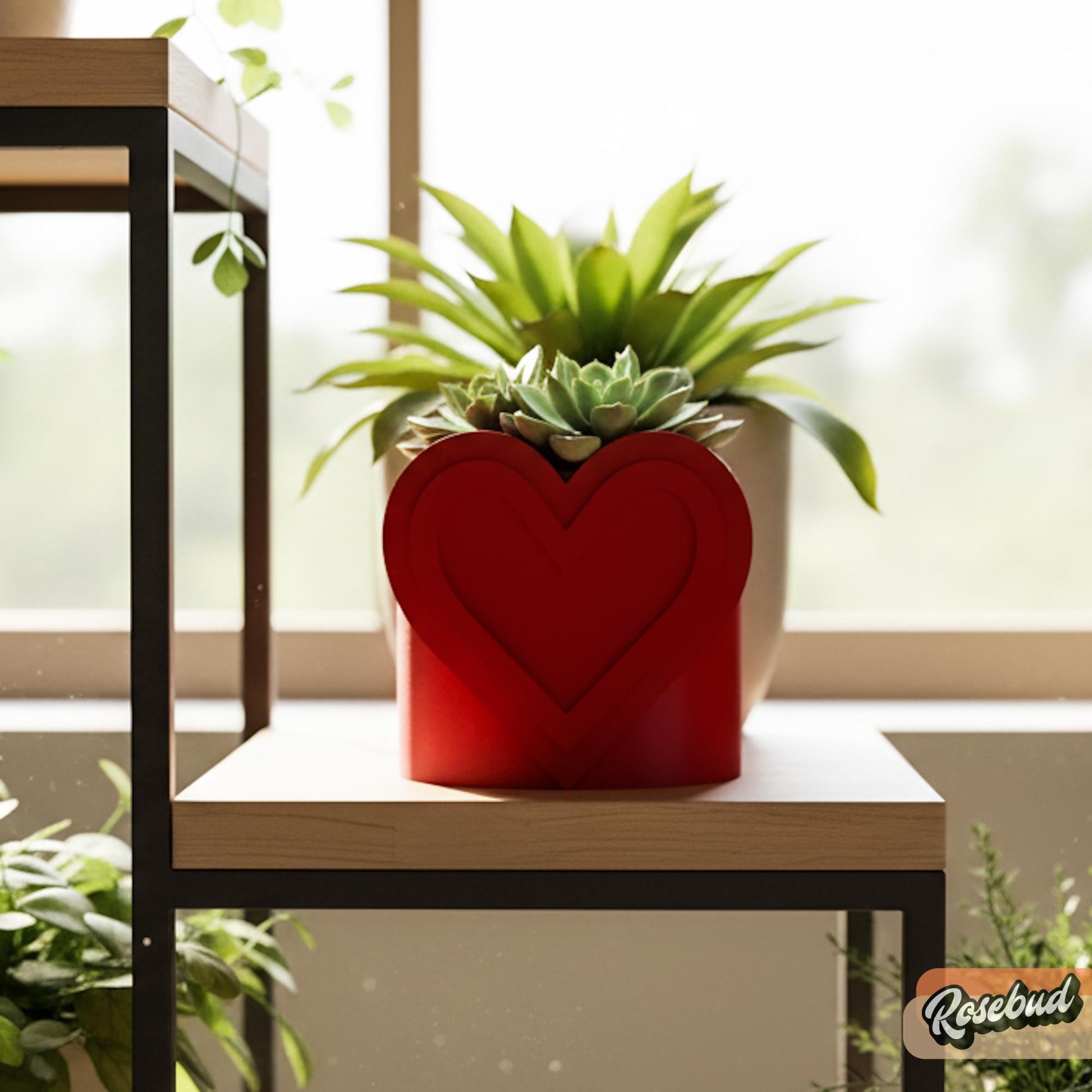 Modern Heart Plant Pot with Drainage & Saucer in Pink or Red – Unique Valentine’s Day Gift for Plant Lovers, 3d Printed Planter Couple Ideas