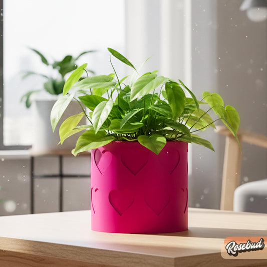 Modern Heart Plant Pot with Drainage & Saucer in Pink or Red – Unique Valentine’s Day Gift for Plant Lovers, 3d Printed Planter Couple Ideas