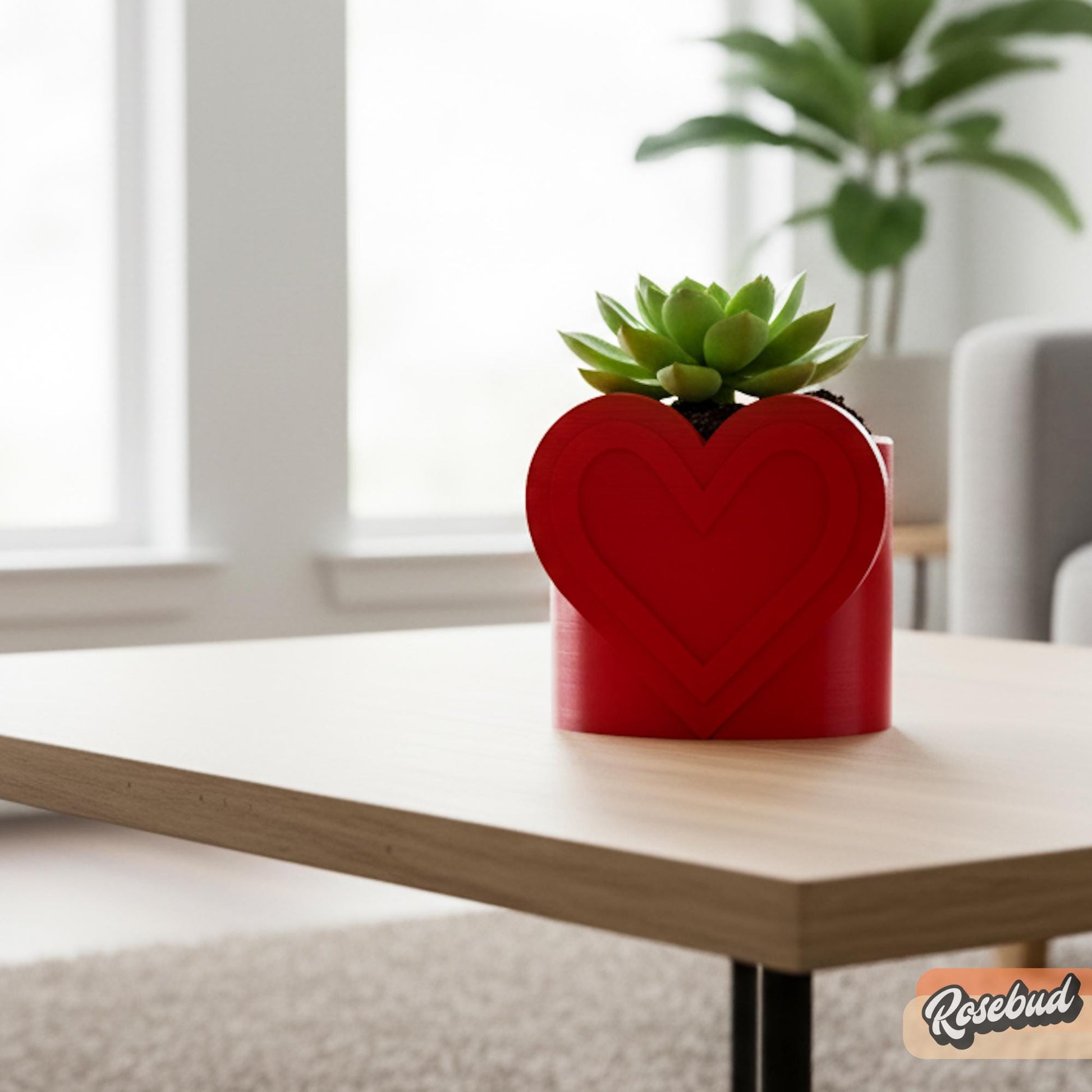 Modern Heart Plant Pot with Drainage & Saucer in Pink or Red – Unique Valentine’s Day Gift for Plant Lovers, 3d Printed Planter Couple Ideas