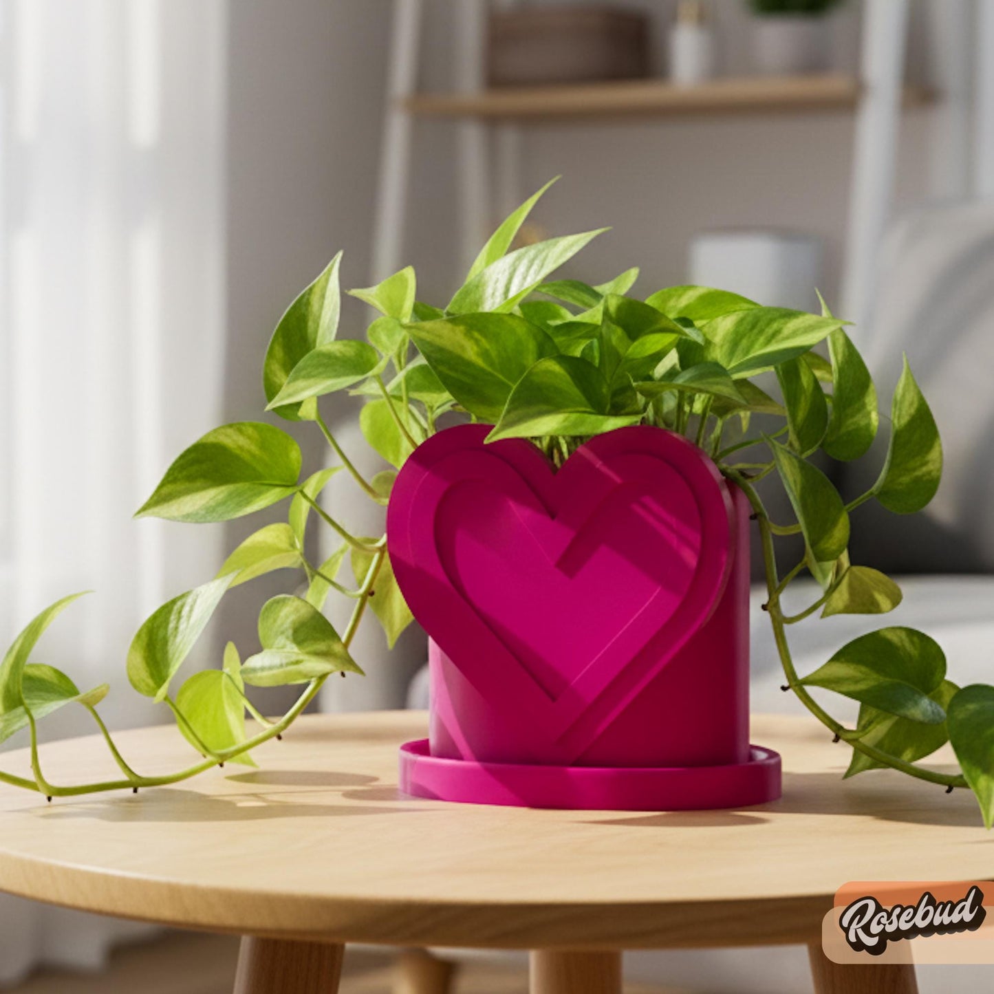 Modern Heart Plant Pot with Drainage & Saucer in Pink or Red – Unique Valentine’s Day Gift for Plant Lovers, 3d Printed Planter Couple Ideas