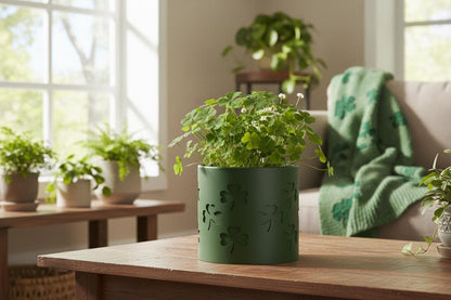 star trek plant pot Shamrock Planter with Drainage and Drip Tray Green Clover Pot St Patricks Day Decor Lucky Plant Pot Indoor Oxalis Planter Gift Teal / 8 Inch + Drip