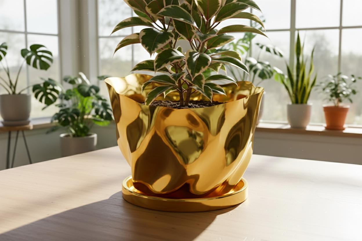 large indoor plant pots with drainage Modern Rosebud Planter with Drainage and Drip Tray Ripple Textured Plant Pot Indoor Minimalist Decor Small Medium Large Crystal / Large + Tray