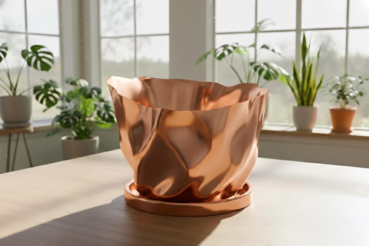 large indoor plant pots with drainage Modern Rosebud Planter with Drainage and Drip Tray Ripple Textured Plant Pot Indoor Minimalist Decor Small Medium Large Crystal / Large + Tray