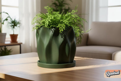big plant pot for living room Modern Tulip Planter with Drainage and Drip Tray Sculpted Organic Plant Pot Small Medium Large, Tulip Marble / Large + Tray