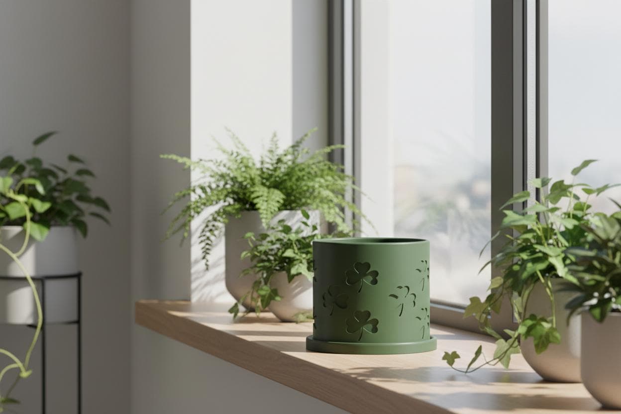 green indoor plant pot Shamrock Planter with Drainage and Drip Tray Green Clover Pot St Patricks Day Decor Lucky Plant Pot Indoor Oxalis Planter Gift Teal / 8 Inch + Drip