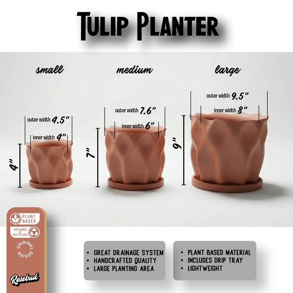 drainage medium for potted plants Modern Tulip Planter with Drainage and Drip Tray Sculpted Organic Plant Pot Small Medium Large, Tulip Marble / Large + Tray