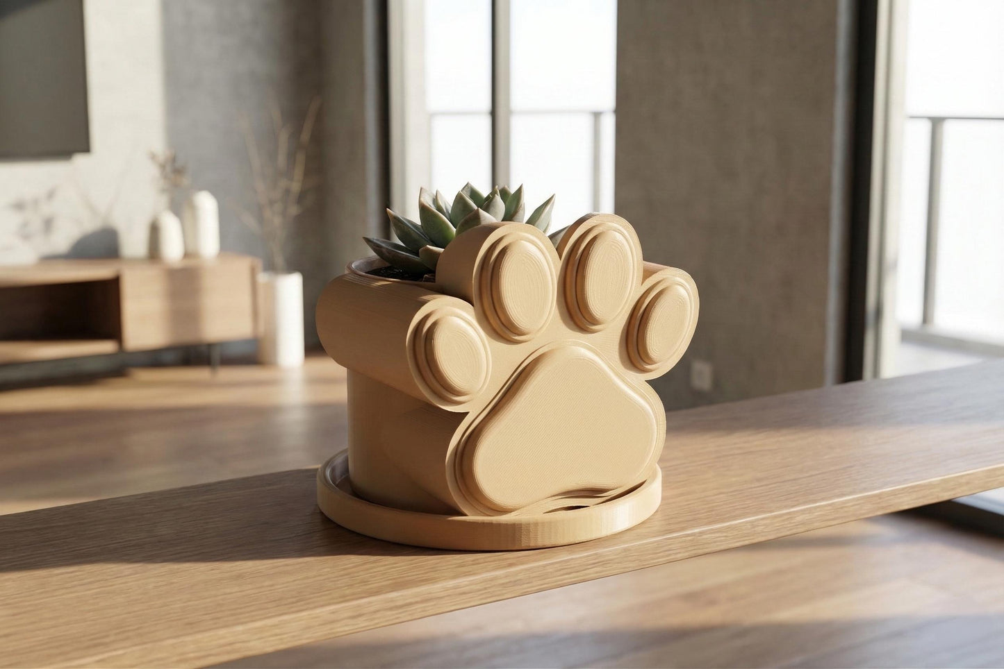 Paw Print Plant Pot with Drainage, Dog Lover Planter, Cute Paw Planter for Succulents, 3D Printed Pet Plant Pot, Dog Mom Gift, Cat Lover Pot