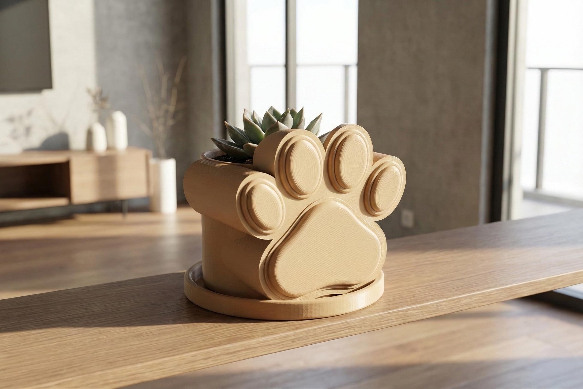 Paw Print Plant Pot with Drainage, Dog Lover Planter, Cute Paw Planter for Succulents, 3D Printed Pet Plant Pot, Dog Mom Gift, Cat Lover Pot