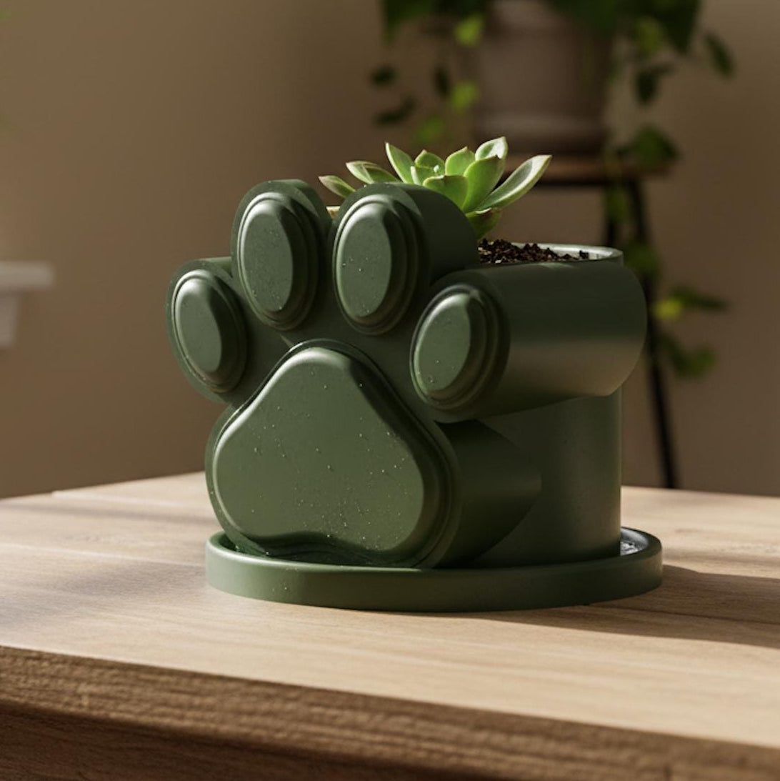 Paw Print Plant Pot with Drainage, Dog Lover Planter, Cute Paw Planter for Succulents, 3D Printed Pet Plant Pot, Dog Mom Gift, Cat Lover Pot