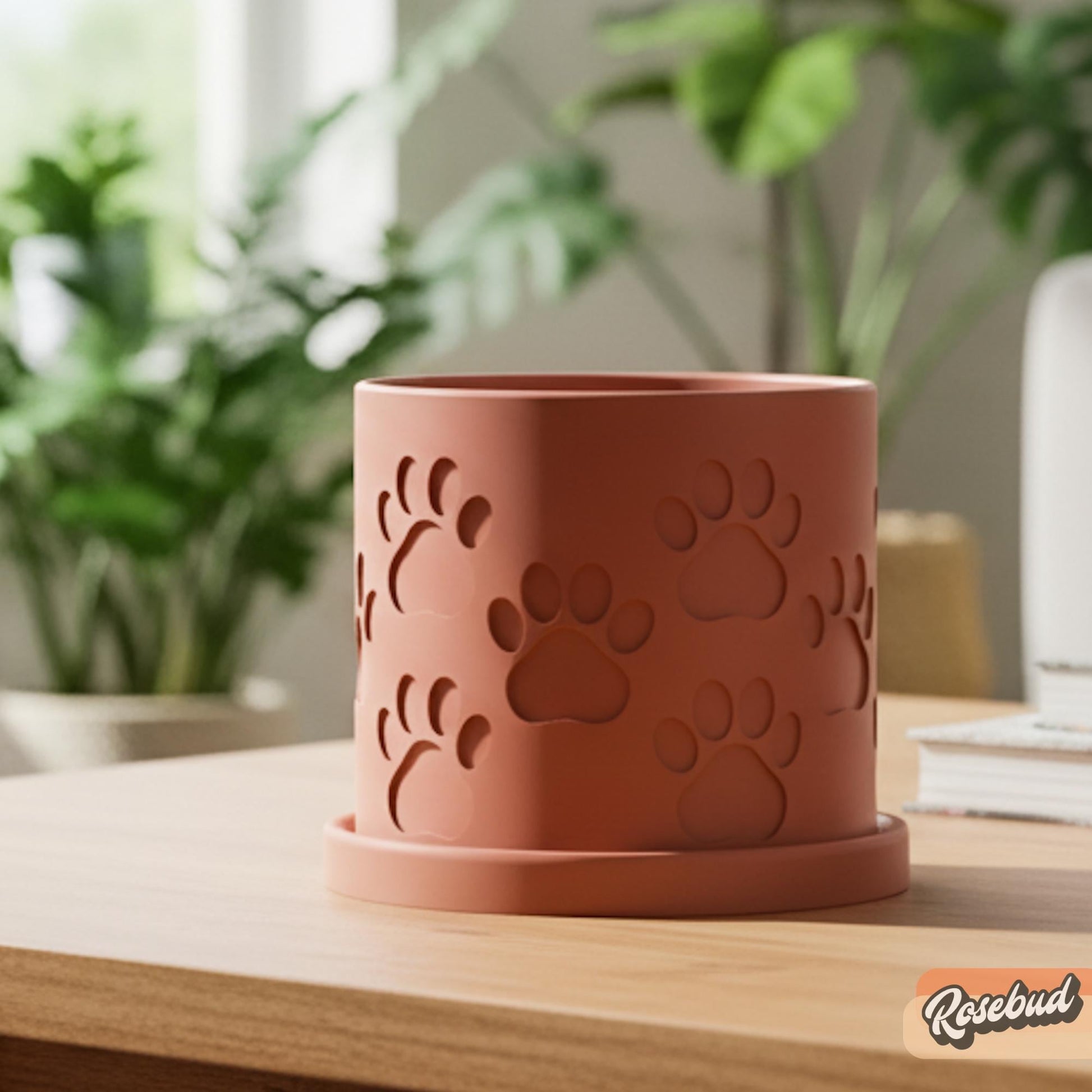 Dog Paw Planter with Drainage Tray, Paw Print Succulent Pot, Dog Mom Plant Pot, Pet Lover Planter, Cute Cat Decor, 3D Printed Plant Pot
