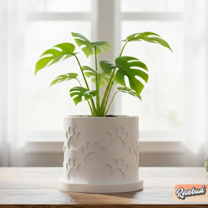 Dog Paw Planter with Drainage Tray, Paw Print Succulent Pot, Dog Mom Plant Pot, Pet Lover Planter, Cute Cat Decor, 3D Printed Plant Pot