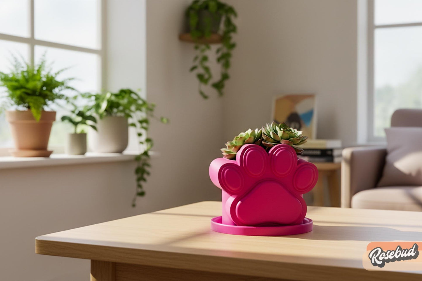 Paw Print Plant Pot with Drainage, Dog Lover Planter, Cute Paw Planter for Succulents, 3D Printed Pet Plant Pot, Dog Mom Gift, Cat Lover Pot