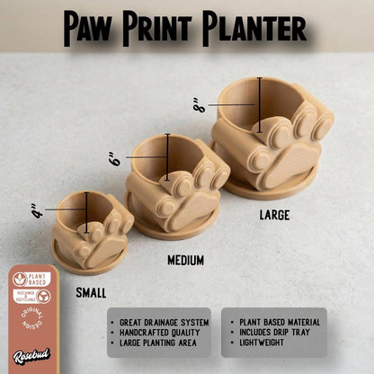 Paw Print Plant Pot with Drainage, Dog Lover Planter, Cute Paw Planter for Succulents, 3D Printed Pet Plant Pot, Dog Mom Gift, Cat Lover Pot