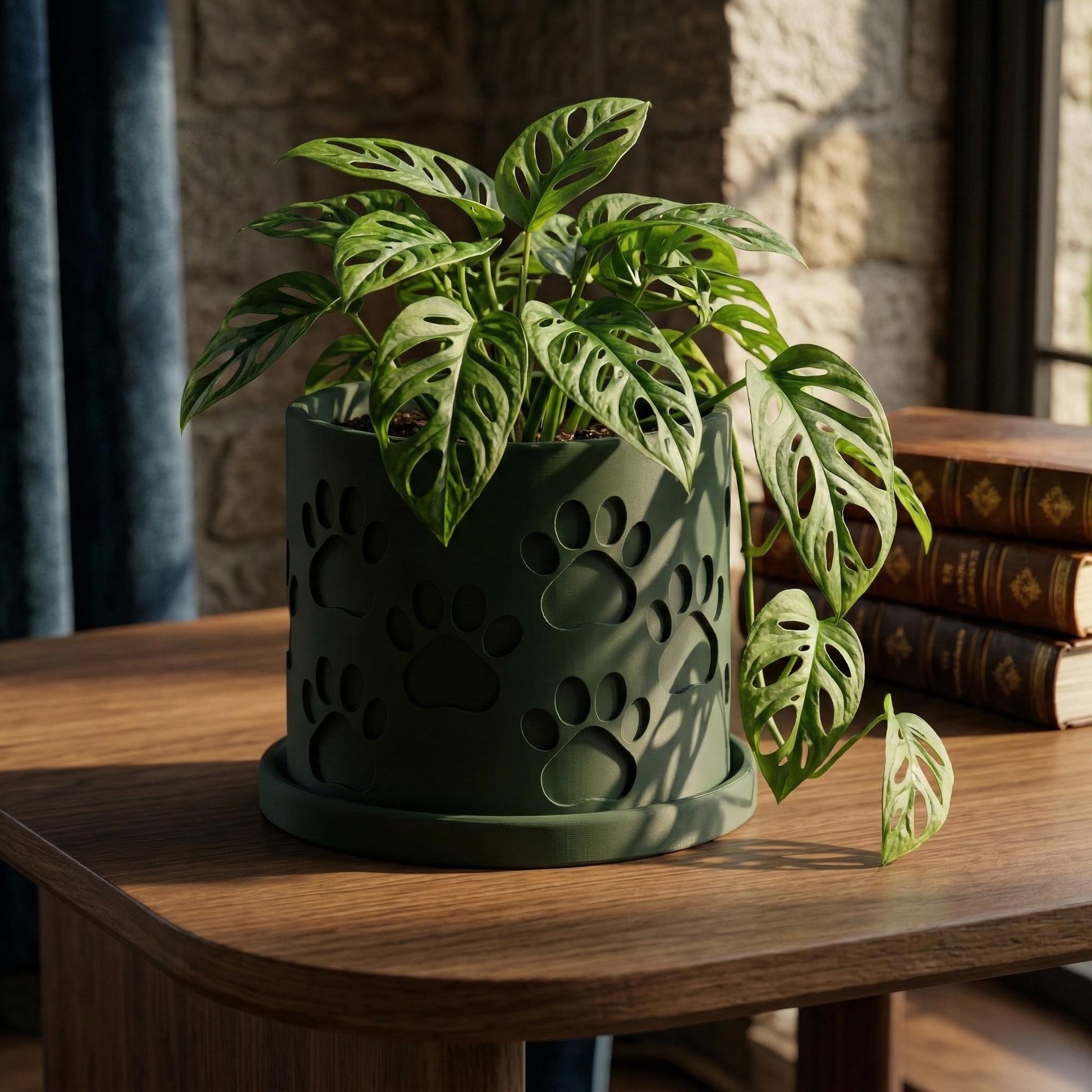 Dog Paw Planter with Drainage Tray, Paw Print Succulent Pot, Dog Mom Plant Pot, Pet Lover Planter, Cute Cat Decor, 3D Printed Plant Pot