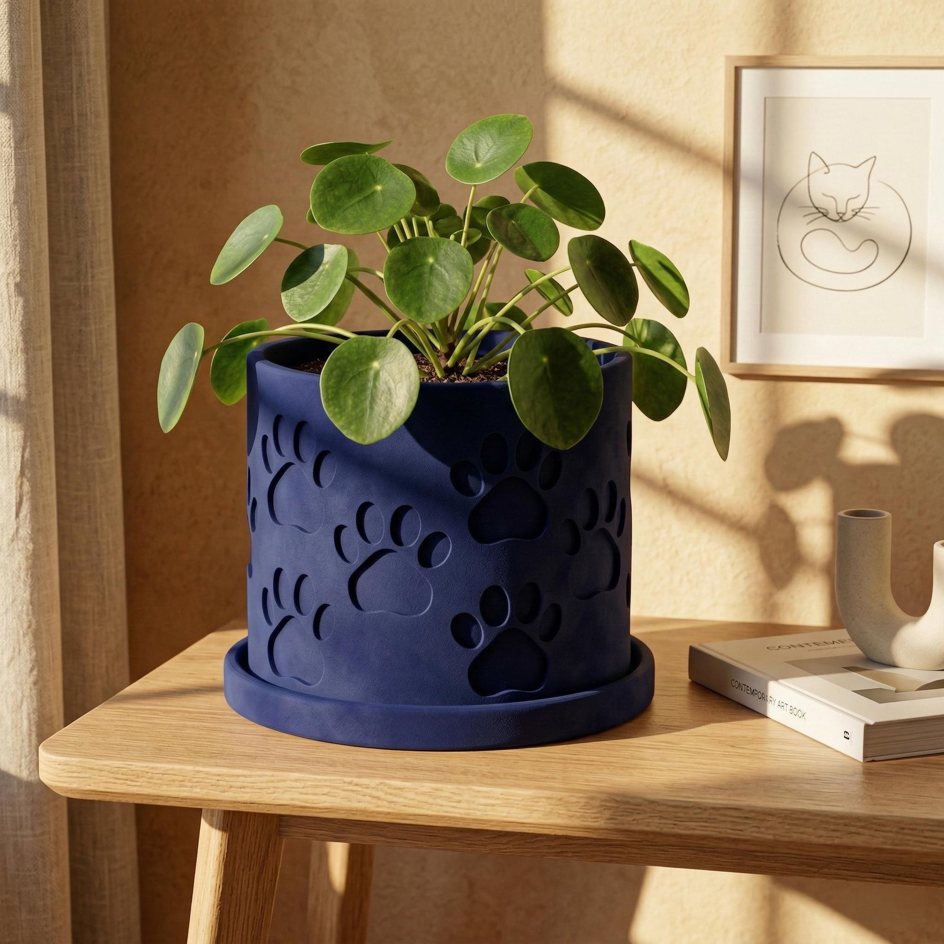 paw print plant pot Minimal Imprint Paw Print Planter with Drainage and Drip Tray White / 10 Inch + Drip Tray