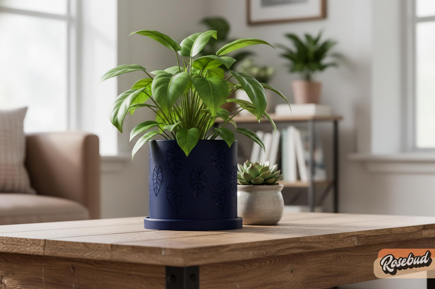 Modern Indoor Planter Pot, Minimalist 3D Printed Plant Pot, Contemporary Botanical Decor, Alocasia Leaf Design, 4–10 Inch
