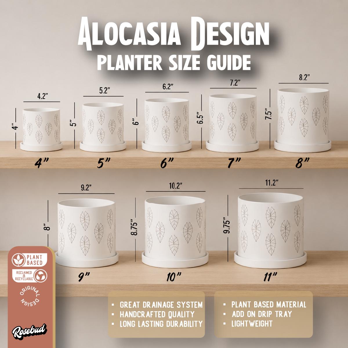 Modern Indoor Planter Pot, Minimalist 3D Printed Plant Pot, Contemporary Botanical Decor, Alocasia Leaf Design, 4–10 Inch