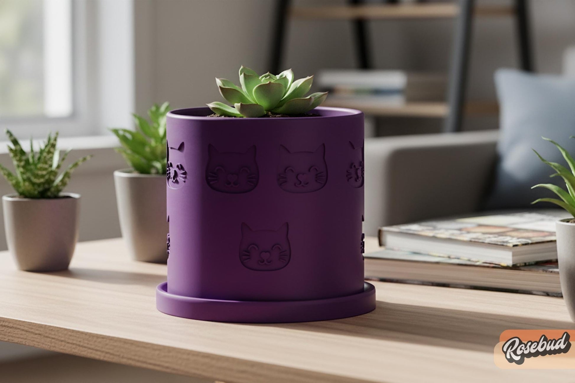 Cute cat planter displayed in modern apartment decor