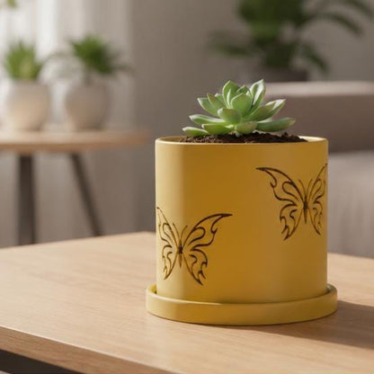 Butterfly Planter Pot, Cute 3D Printed Indoor Plant Pot with Tray, Aesthetic Room Decor, Lightweight Planter, 4–11 Inch