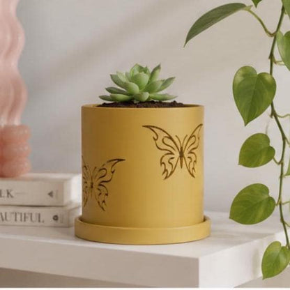 Butterfly Planter Pot, Cute 3D Printed Indoor Plant Pot with Tray, Aesthetic Room Decor, Lightweight Planter, 4–11 Inch