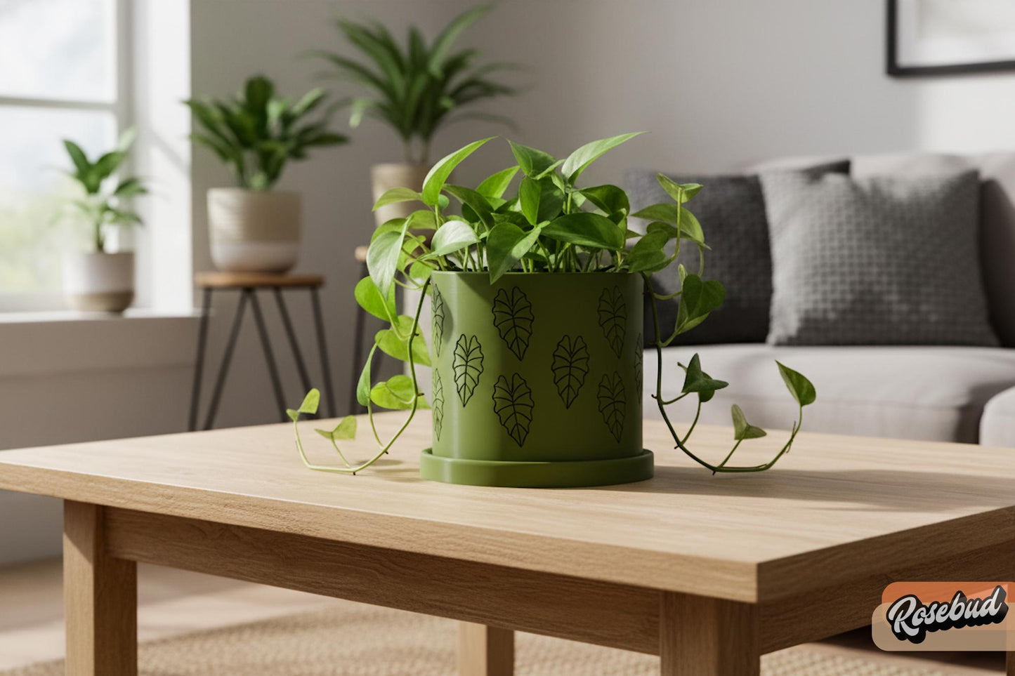 Modern Indoor Planter Pot, Minimalist 3D Printed Plant Pot, Contemporary Botanical Decor, Alocasia Leaf Design, 4–10 Inch