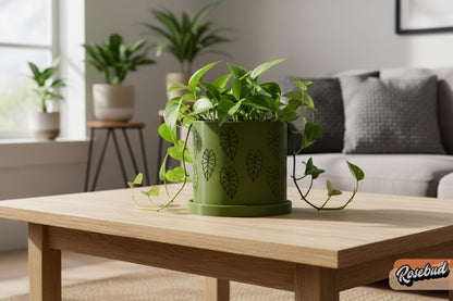 Modern Indoor Planter Pot, Minimalist 3D Printed Plant Pot, Contemporary Botanical Decor, Alocasia Leaf Design, 4–10 Inch