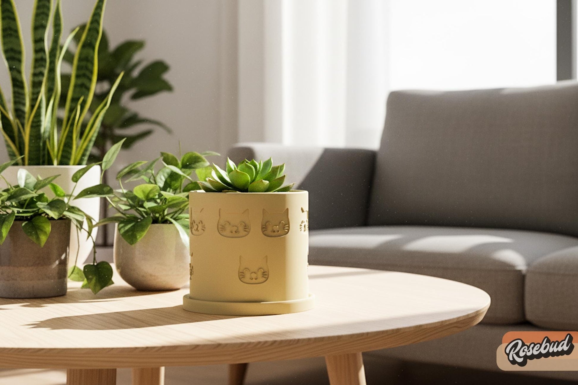 Contemporary cat plant pot available in multiple colors and sizes