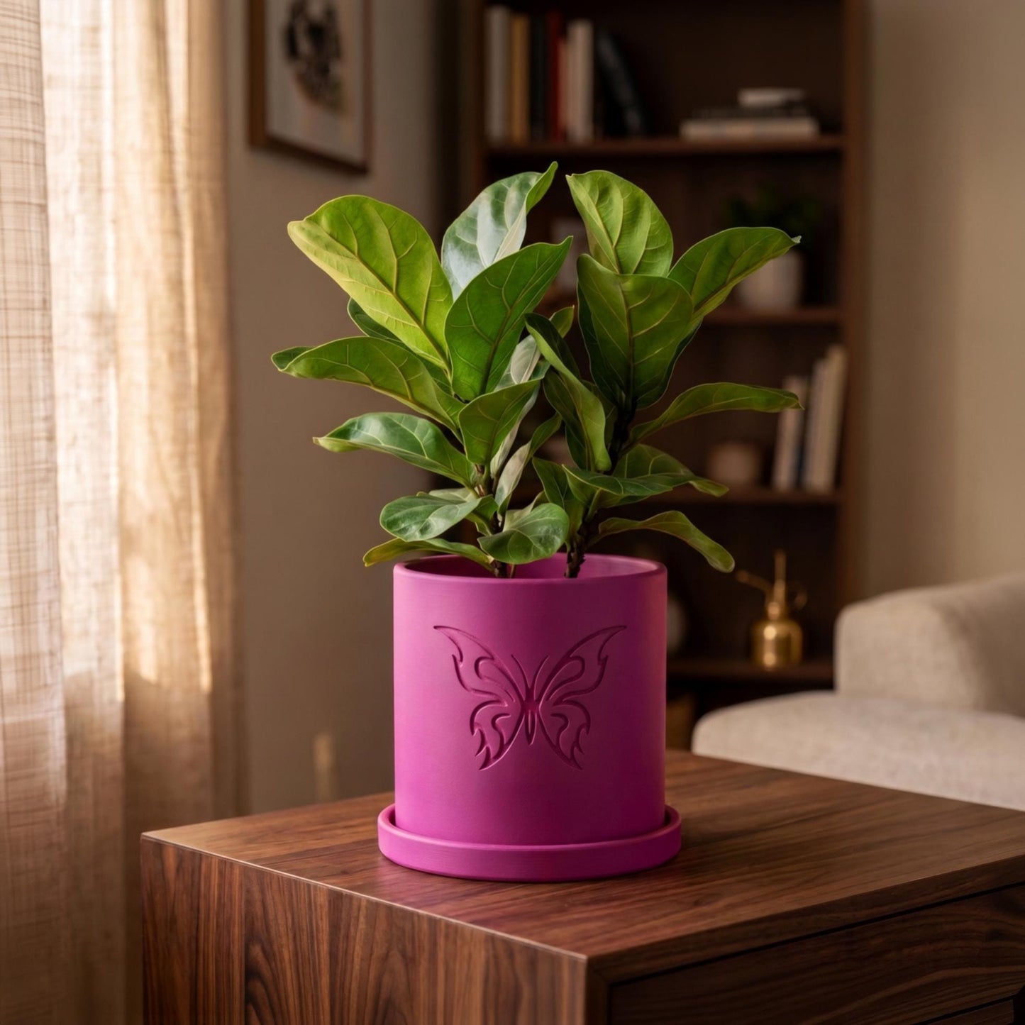 Butterfly Planter Pot, Cute 3D Printed Indoor Plant Pot with Tray, Aesthetic Room Decor, Lightweight Planter, 4–11 Inch