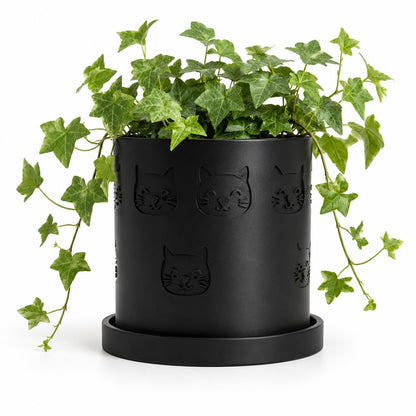 3D Printed Cat Planter Pot, Indoor Plant Pot with Drainage Tray, Lightweight Modern Houseplant Planter, 4–11 Inch Sizes