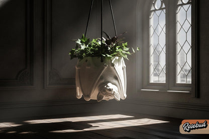 Bat Hanging Planter, Gothic Hanging Planter, 3D Printed Bat Plant Pot, Halloween Decor, Hypebeast Decor, Chrome Decor, Cubicle Decor