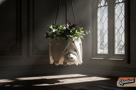 Bat Hanging Planter, Gothic Hanging Planter, 3D Printed Bat Plant Pot, Halloween Decor, Hypebeast Decor, Chrome Decor, Cubicle Decor