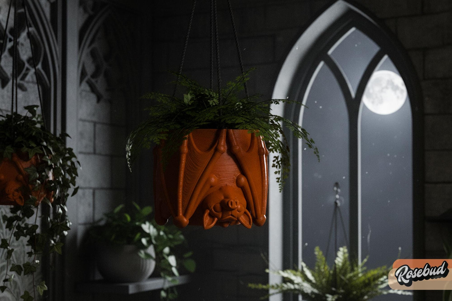 Bat Hanging Planter, Gothic Hanging Planter, 3D Printed Bat Plant Pot, Halloween Decor, Hypebeast Decor, Chrome Decor, Cubicle Decor