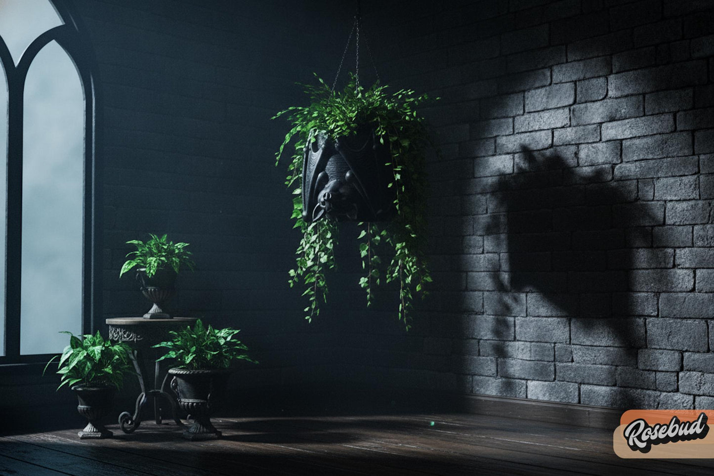 Bat Hanging Planter, Gothic Hanging Planter, 3D Printed Bat Plant Pot, Halloween Decor, Hypebeast Decor, Chrome Decor, Cubicle Decor