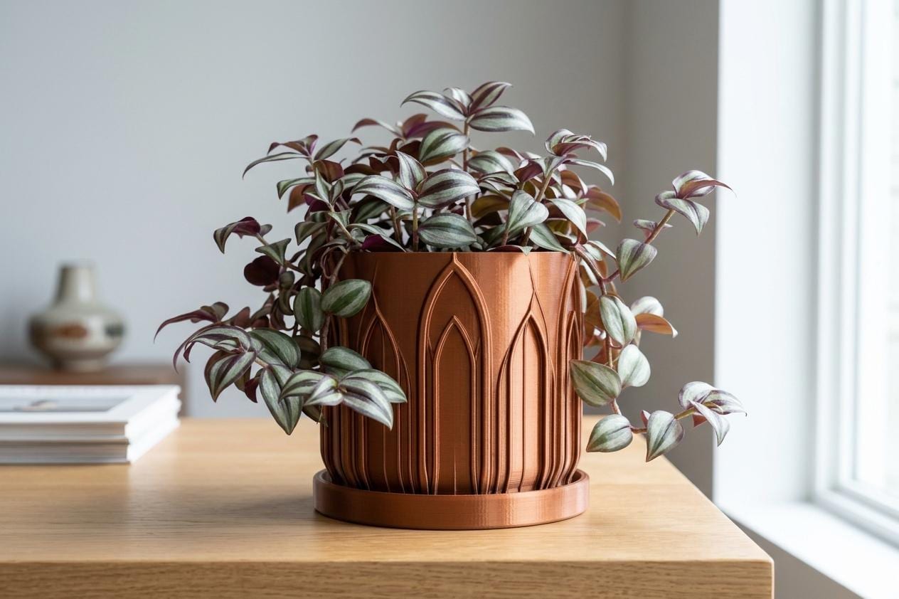 Castle Planter with Drainage Tray, Gothic Planter, Architectural Plant Pot, 3D Printed Planter, Indoor Planter, Unique Home Decor