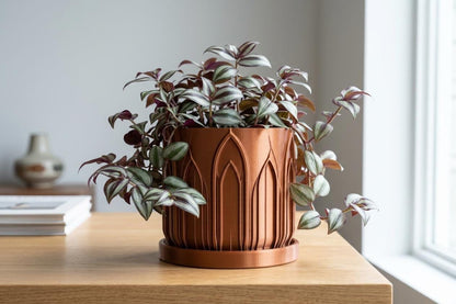Castle Planter with Drainage Tray, Gothic Planter, Architectural Plant Pot, 3D Printed Planter, Indoor Planter, Unique Home Decor