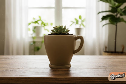 Coffee Cup Planter with Drainage & Drip Tray, 3D Printed Plant Pot, Succulent Planter, Indoor Planter, 4 6 8 Inch Pot, 22 Colors