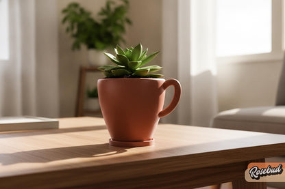 Coffee Cup Planter with Drainage & Drip Tray, 3D Printed Plant Pot, Succulent Planter, Indoor Planter, 4 6 8 Inch Pot, 22 Colors