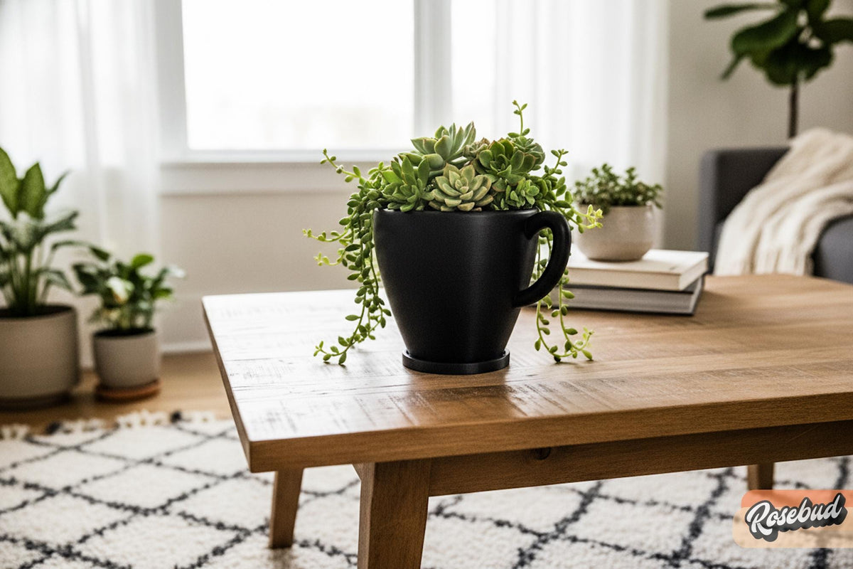 Coffee Cup Planter with Drainage & Drip Tray, 3D Printed Plant Pot, Succulent Planter, Indoor Planter, 4 6 8 Inch Pot, 22 Colors
