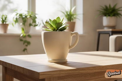 Coffee Cup Planter with Drainage & Drip Tray, 3D Printed Plant Pot, Succulent Planter, Indoor Planter, 4 6 8 Inch Pot, 22 Colors