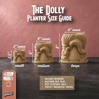 Dolly Parton Wig Planter, Big Hair Plant Pot, 3D Printed Face Planter, Funky Indoor Planter, Southern Glam Decor, Unique Plant Lover Gift