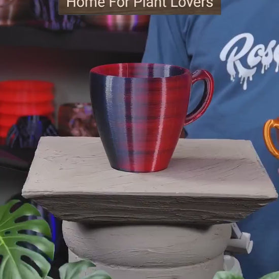 Coffee Cup Planter with Drainage & Drip Tray, 3D Printed Plant Pot, Succulent Planter, Indoor Planter, 4 6 8 Inch Pot, 22 Colors