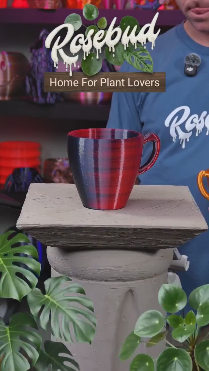 Coffee Cup Planter with Drainage & Drip Tray, 3D Printed Plant Pot, Succulent Planter, Indoor Planter, 4 6 8 Inch Pot, 22 Colors