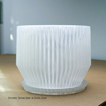 Unique Plant Pot with Drainage, 3D Printed Planter Pot Unique Modern Ribbed Design, Lightweight Skyline