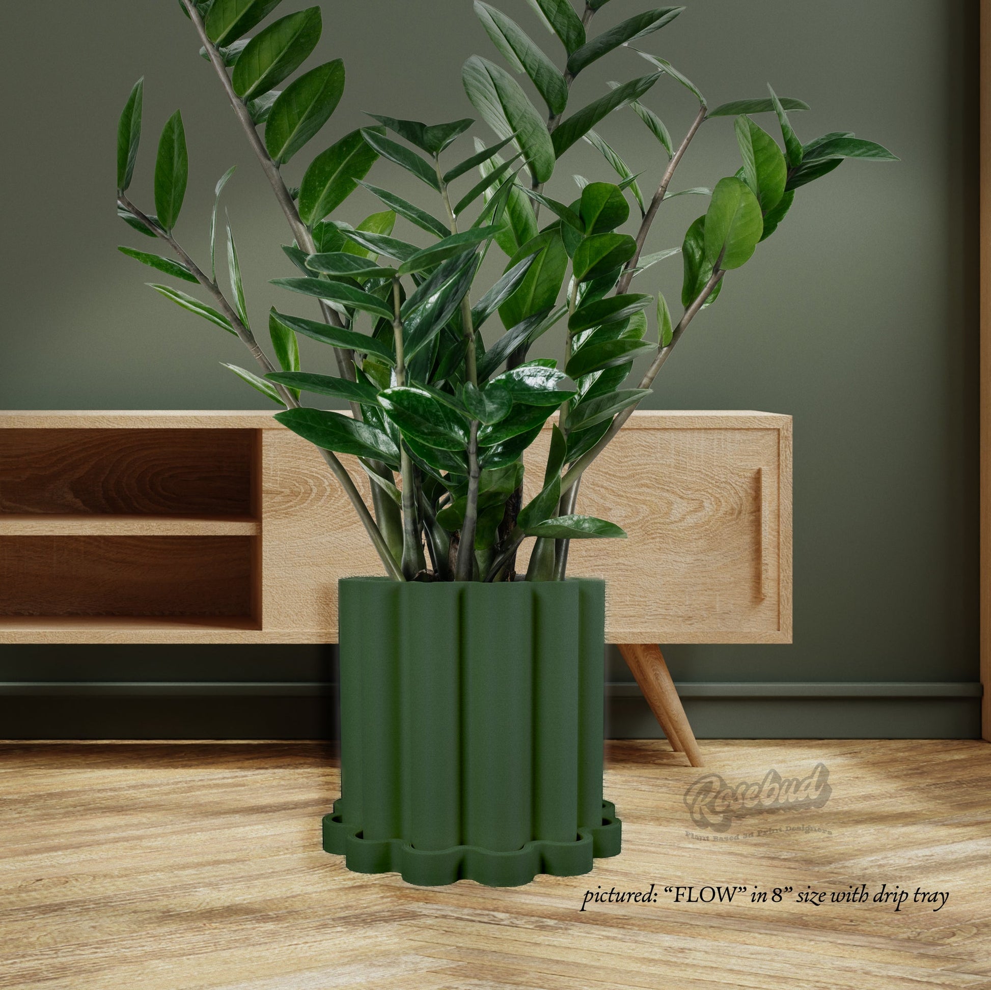 designer planter pots Funky Plant Pot, Mid Century Modern Pots with Drainage and Saucer, Cache Planter Pot "FLOW" – Rosebud HomeGoods