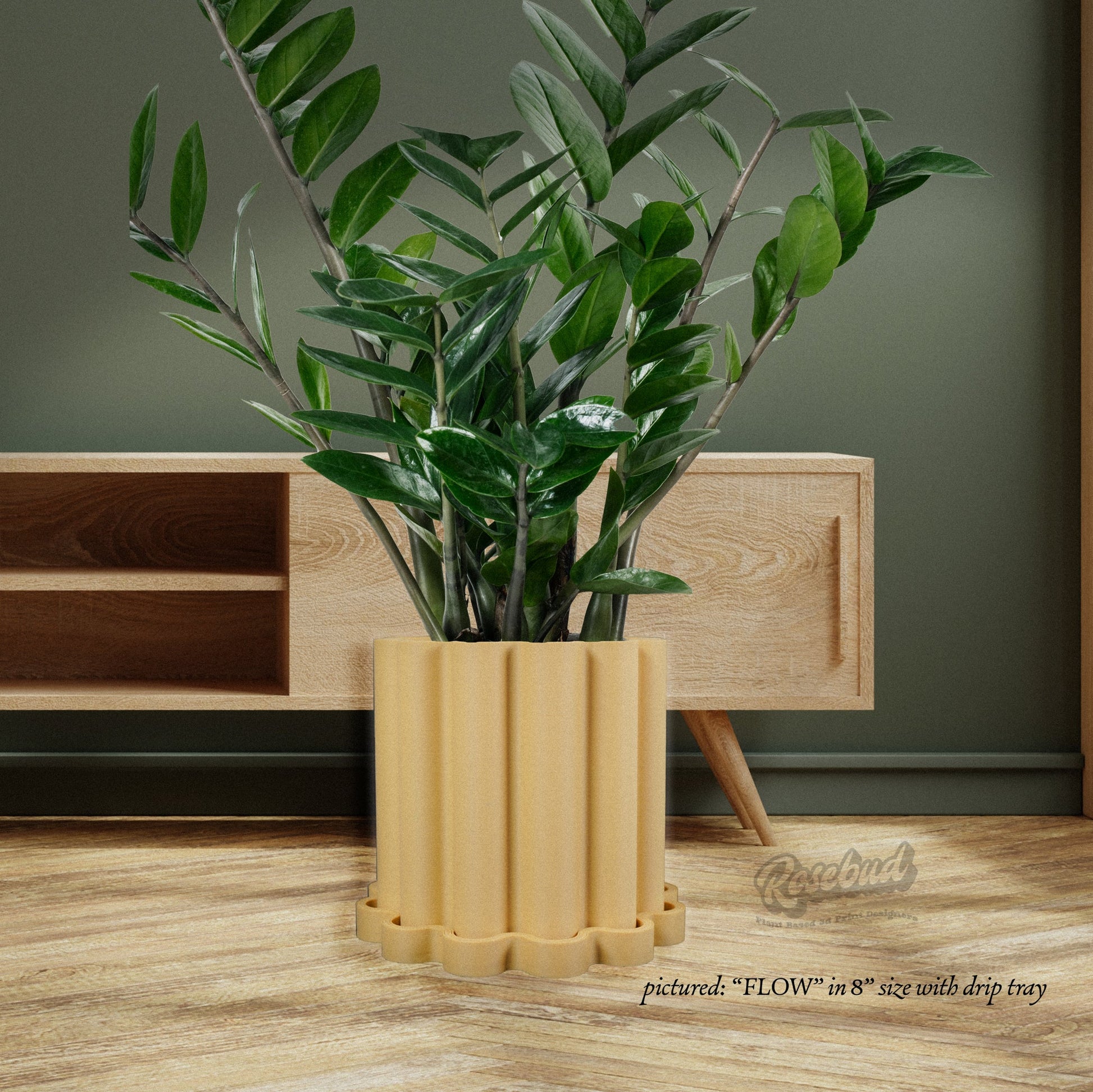indoor plant pot with saucer Funky Plant Pot, Mid Century Modern Pots with Drainage and Saucer, Cache Planter Pot FLOW Gold / 6 / Without Drip Tray